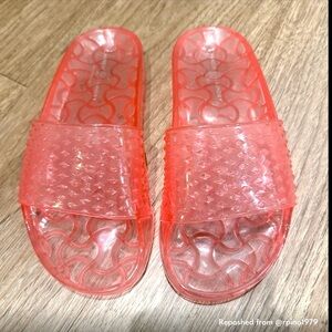 Chinese Laundry Glow Up Pink Coral Jelly Slide Sandals